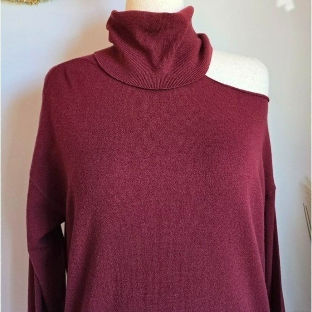 525 America NEW Burgundy Collarbone Cut-out Oversized Sweater SZ Small Y2K Chic - Picture 7 of 12